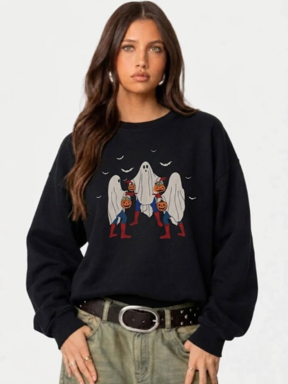Ghost and Spider-Man Halloween Graphic Sweatshirt, Spooky Marvel Superhero
